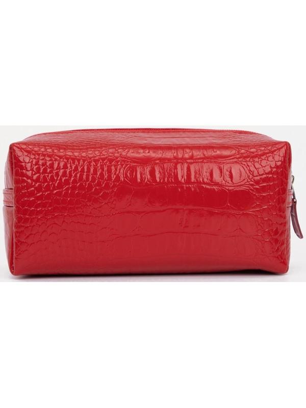Косметичка на молнии, цвет алый кайман