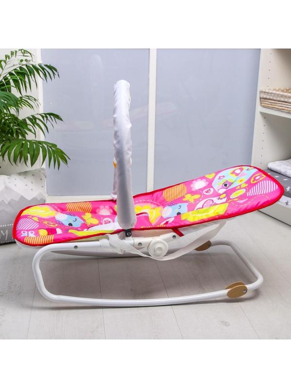 Шезлонг-качалка для новорождённых «Цветы», игровая дуга, съёмные игрушки МИКС