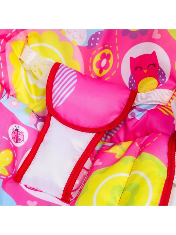 Шезлонг-качалка для новорождённых «Цветы», игровая дуга, съёмные игрушки МИКС