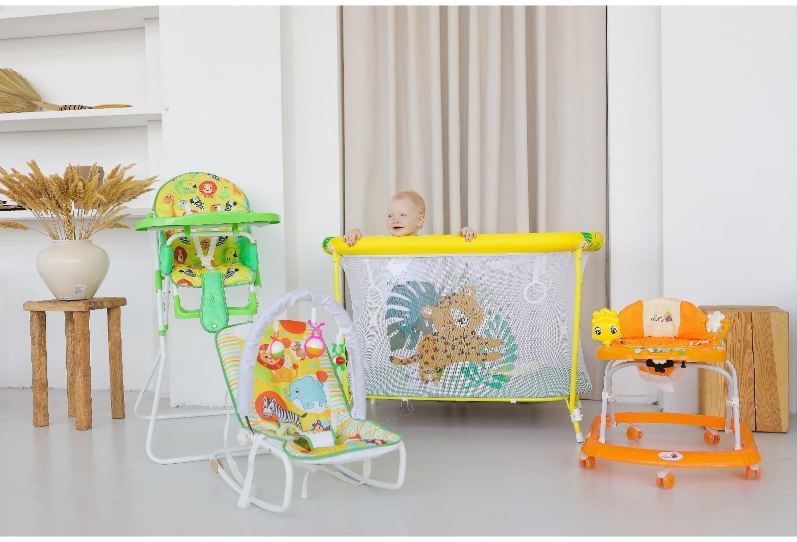 Шезлонг - качалка для новорождённых «Африка», игровая дуга, игрушки МИКС