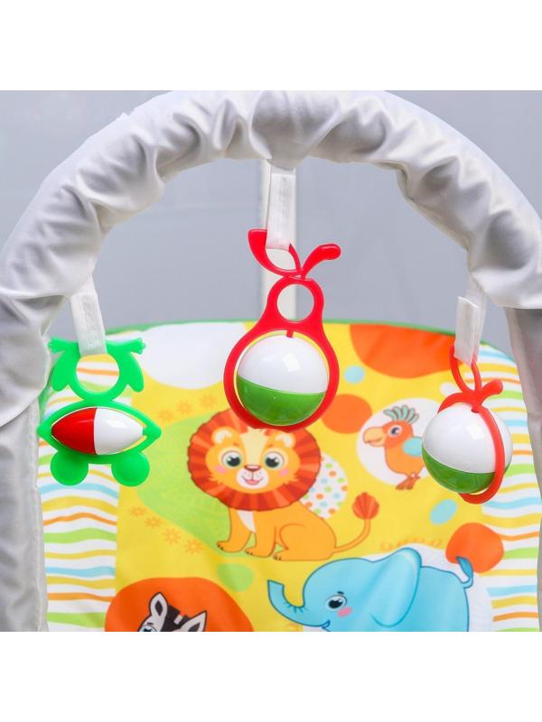 Шезлонг - качалка для новорождённых «Африка», игровая дуга, игрушки МИКС