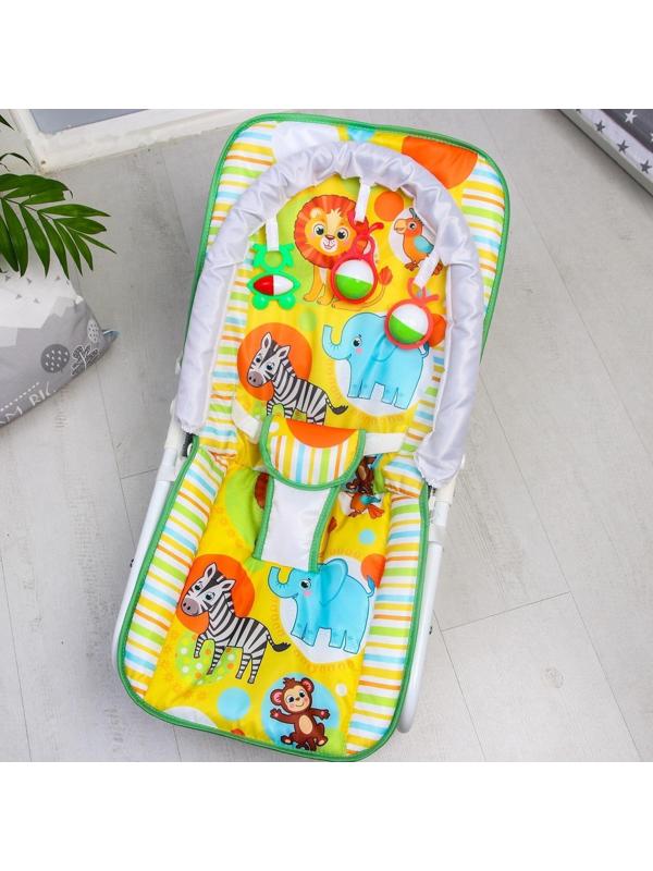 Шезлонг - качалка для новорождённых «Африка», игровая дуга, игрушки МИКС