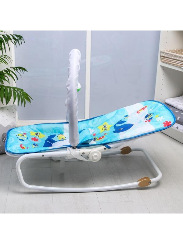 Шезлонг-качалка для новорождённых «Морское приключение», игровая дуга, съёмные игрушки МИКС