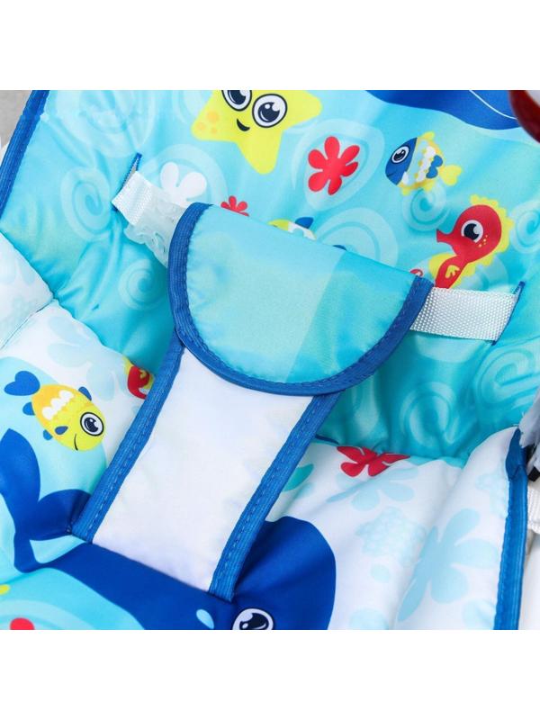 Шезлонг-качалка для новорождённых «Морское приключение», игровая дуга, съёмные игрушки МИКС