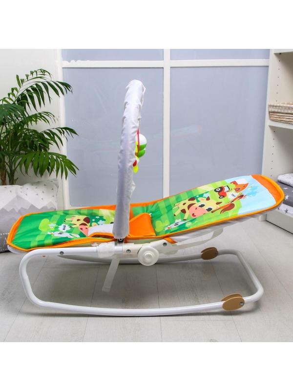 Шезлонг-качалка для новорождённых «Домашние животные», игровая дуга, съёмные игрушки МИКС