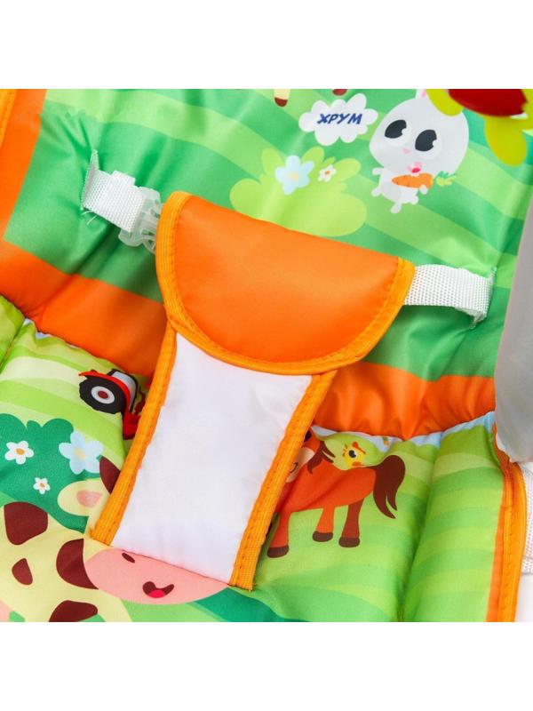 Шезлонг-качалка для новорождённых «Домашние животные», игровая дуга, съёмные игрушки МИКС