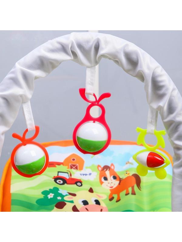 Шезлонг-качалка для новорождённых «Домашние животные», игровая дуга, съёмные игрушки МИКС