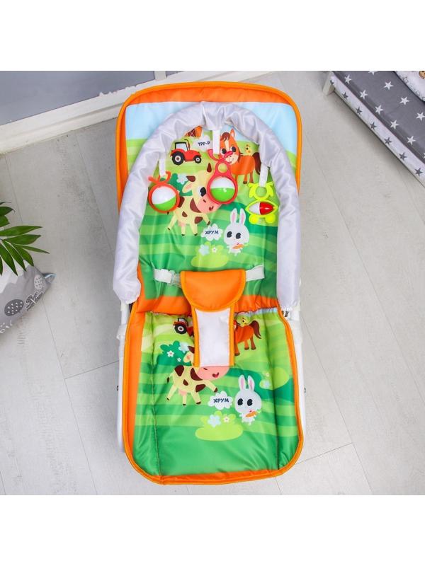 Шезлонг-качалка для новорождённых «Домашние животные», игровая дуга, съёмные игрушки МИКС