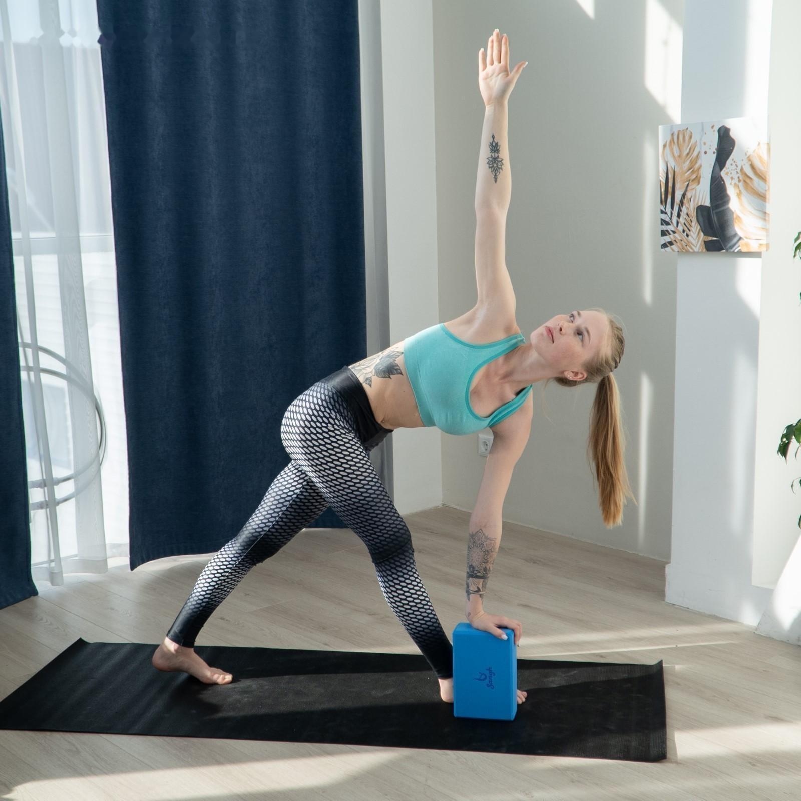 Блок для йоги 23 х 15 х 8 см, вес 180 г, цвет синий