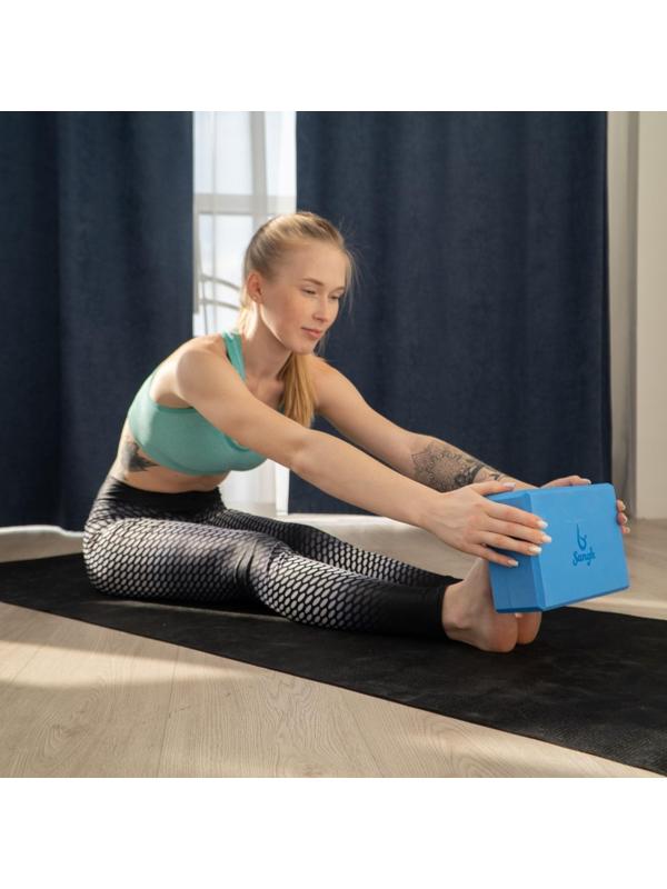 Блок для йоги 23 х 15 х 8 см, вес 180 г, цвет синий