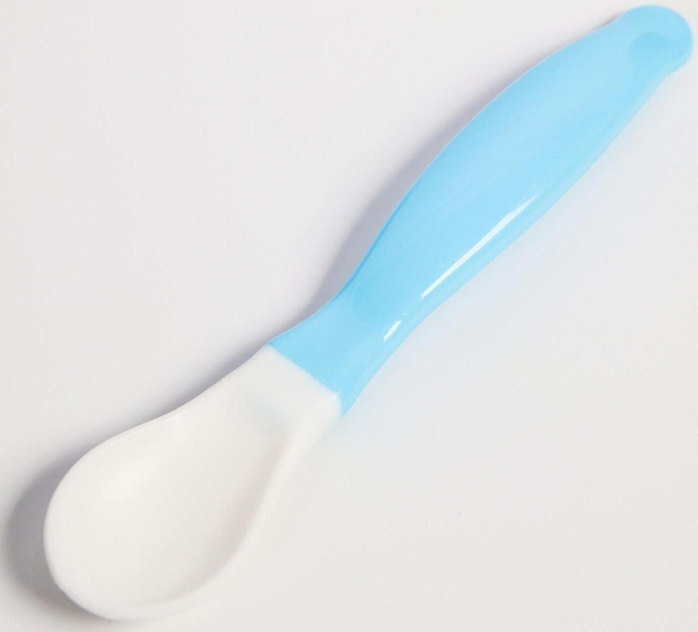 Набор детской посуды «Счастливый малыш», 3 предмета: тарелка на присоске, крышка, ложка, цвет голубой