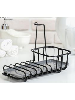 Подставка для губок и моющего средства Доляна, 22×12×16 см, цвет чёрный