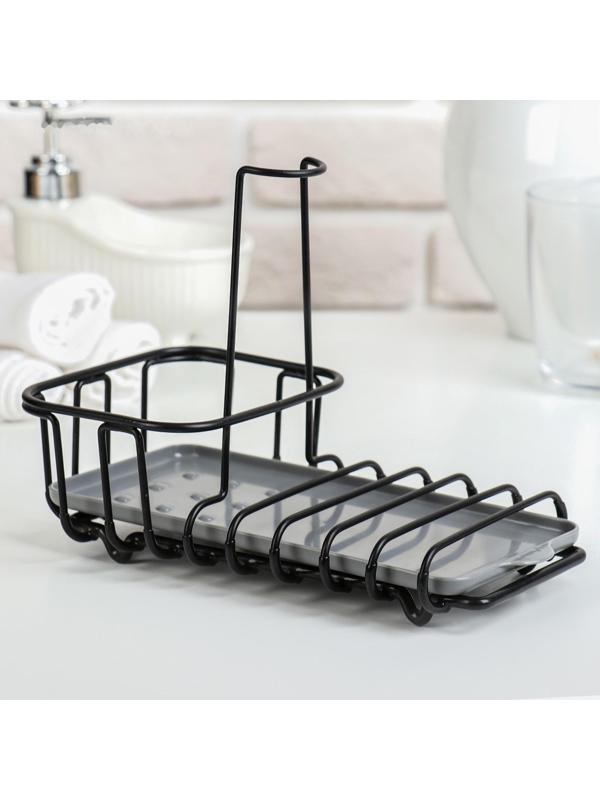 Подставка для губок и моющего средства Доляна, 22×12×16 см, цвет чёрный