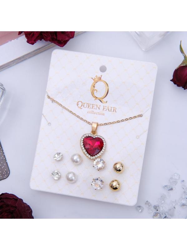 Гарнитур 5 предметов: 4 пары пуссет, кулон 