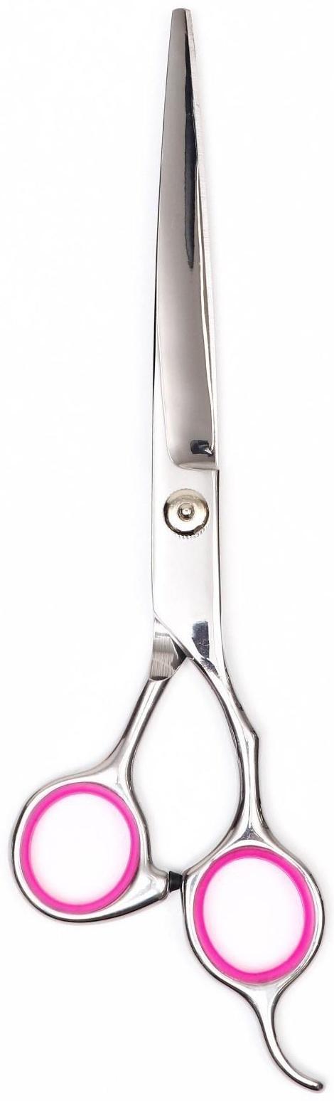 Ножницы для стрижки животных прямые с упором для пальца, прорезиненные ручки, для правшей