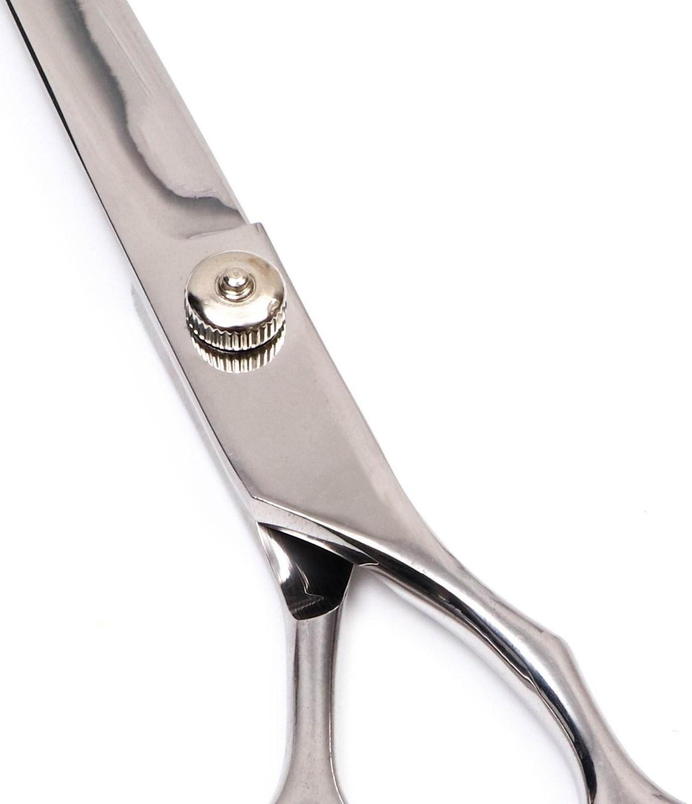 Ножницы для стрижки животных прямые с упором для пальца, прорезиненные ручки, для правшей