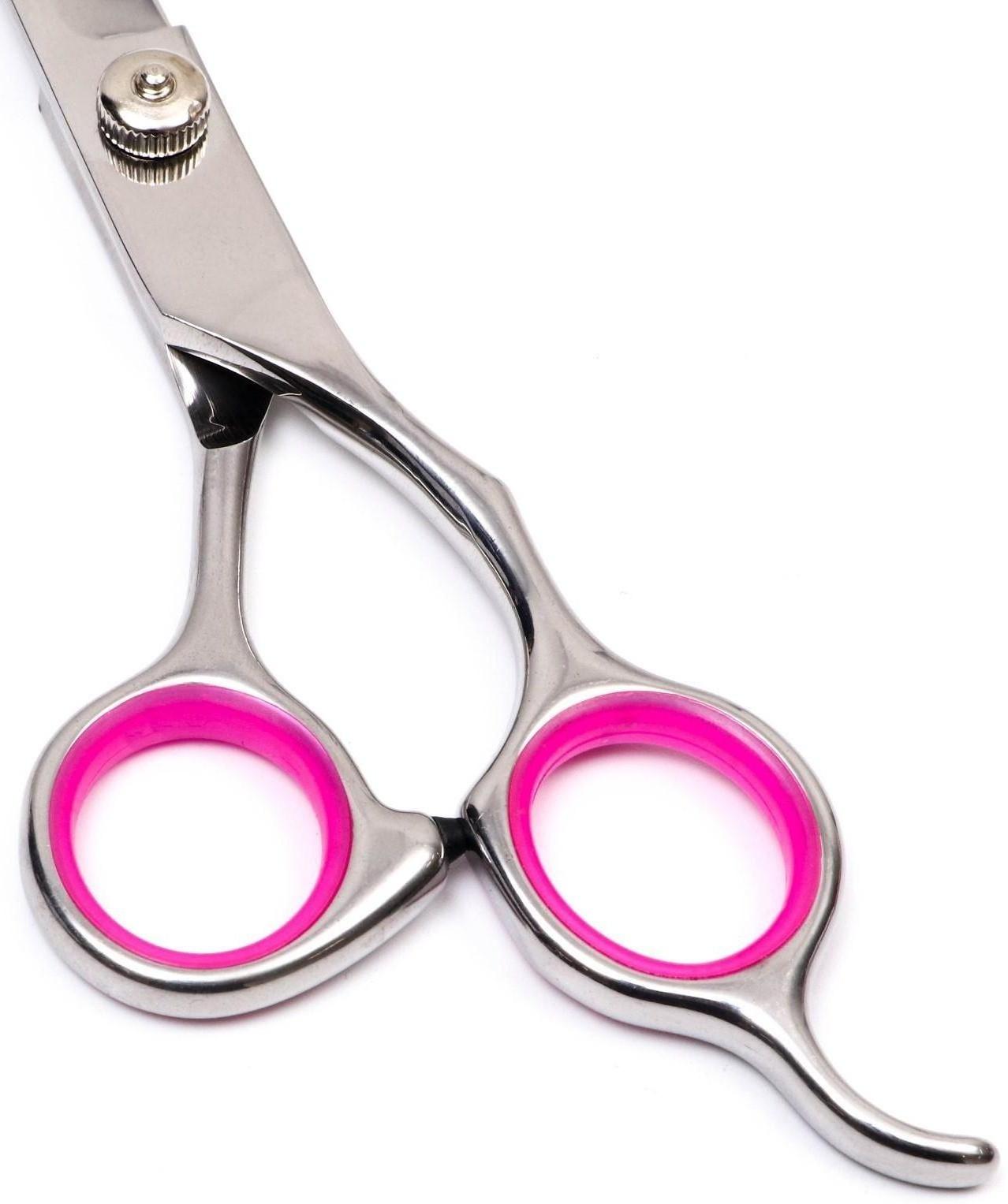 Ножницы для стрижки животных прямые с упором для пальца, прорезиненные ручки, для правшей