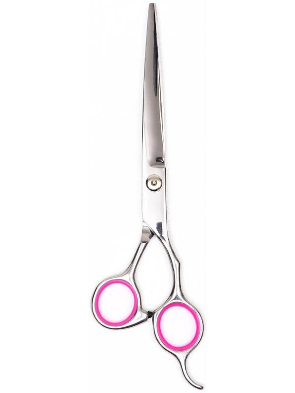 Ножницы для стрижки животных прямые с упором для пальца, прорезиненные ручки, для правшей