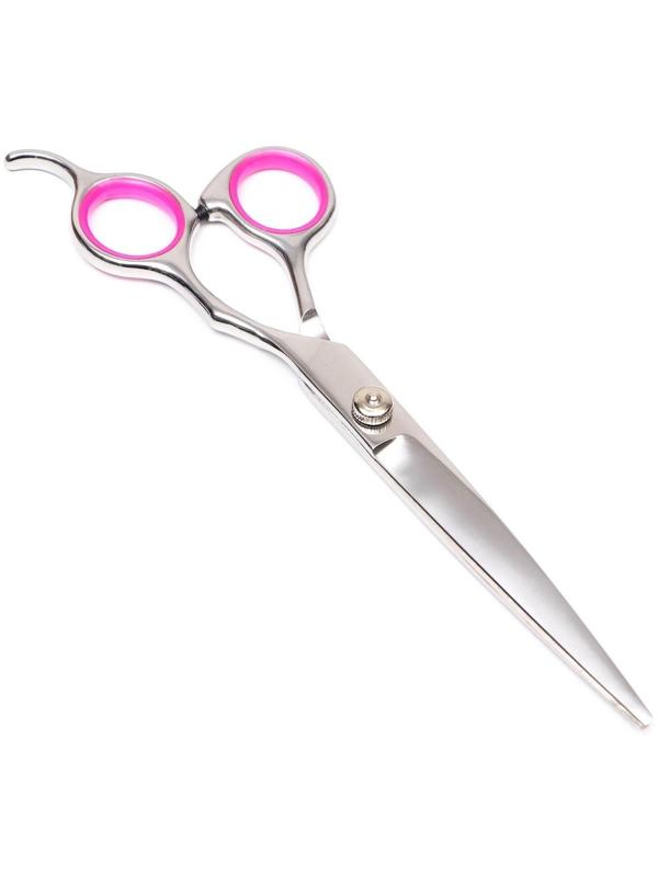 Ножницы для стрижки животных прямые с упором для пальца, прорезиненные ручки, для правшей