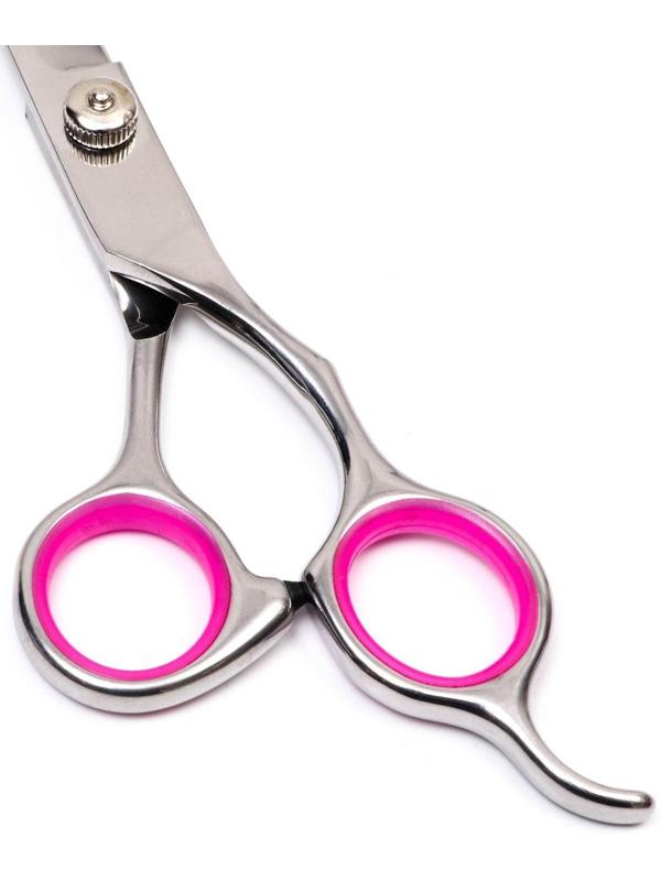 Ножницы для стрижки животных прямые с упором для пальца, прорезиненные ручки, для правшей