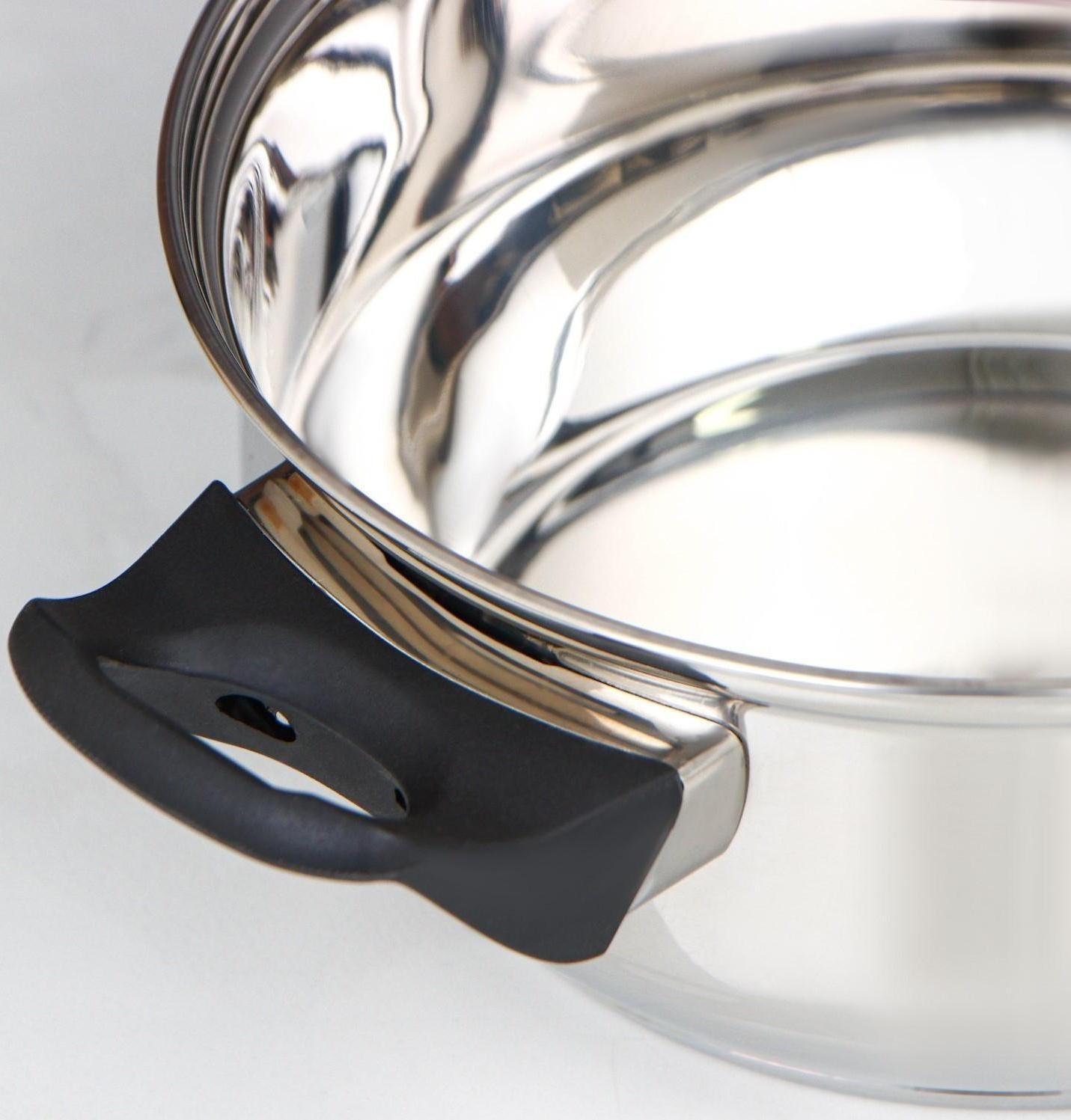 Кастрюля, 1,9 л, d=18 см, стеклянная крышка, цвет хромированный