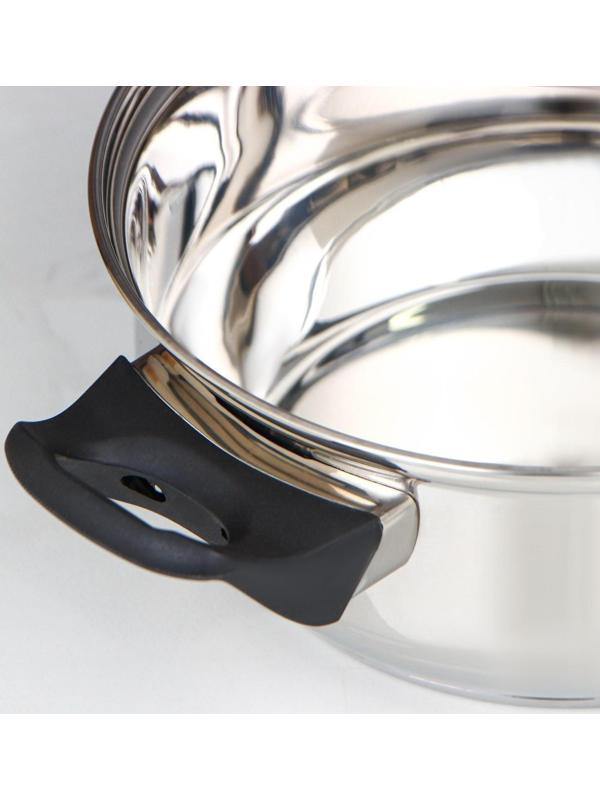 Кастрюля, 1,9 л, d=18 см, стеклянная крышка, цвет хромированный