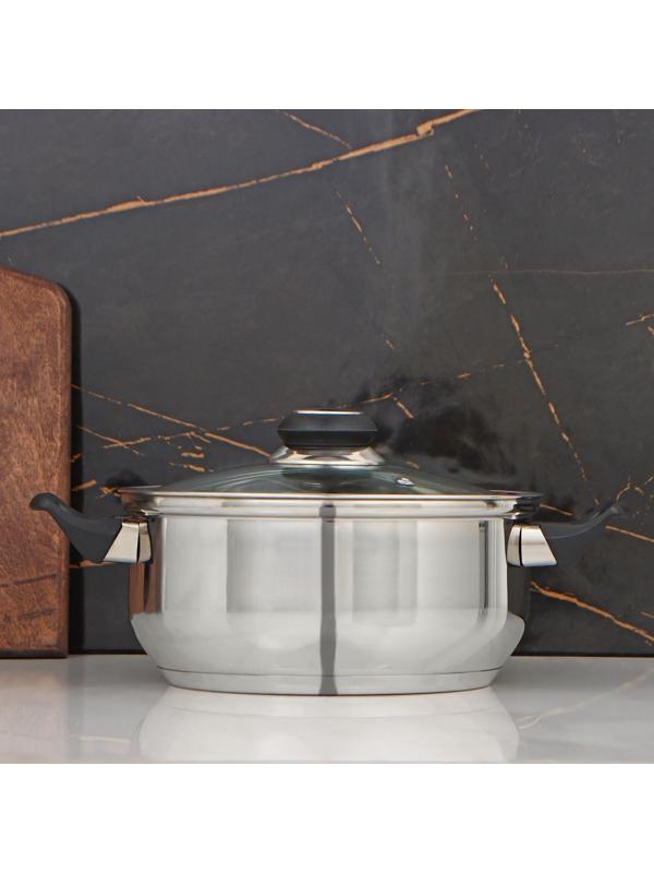 Кастрюля Astell, d=20 см, 2,8 л, капсульное дно, стеклянная крышка