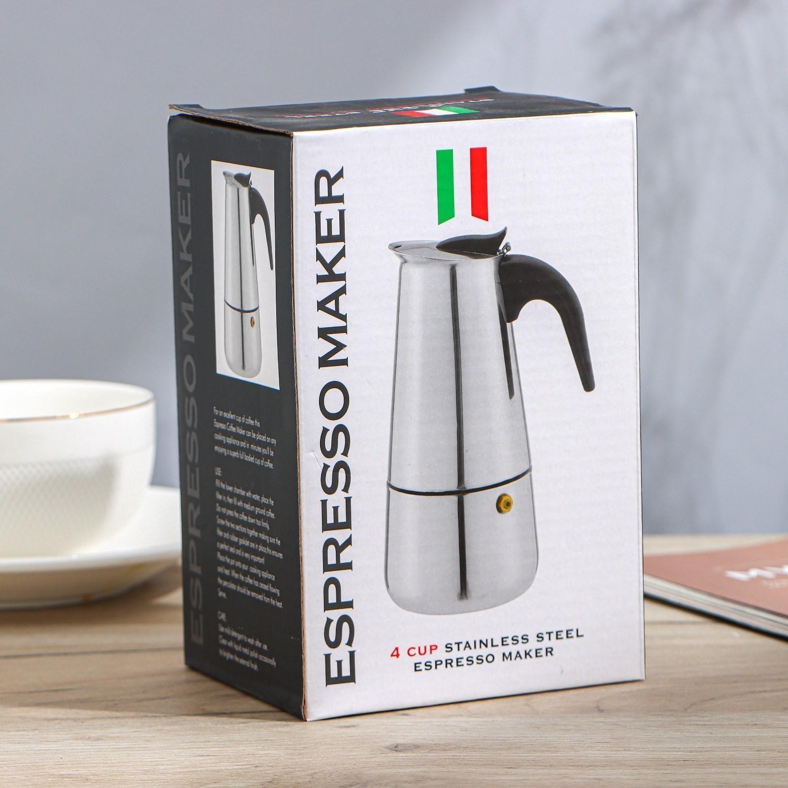 Кофеварка гейзерная «Итальяно», на 2 чашки, 100 мл, цвет красный