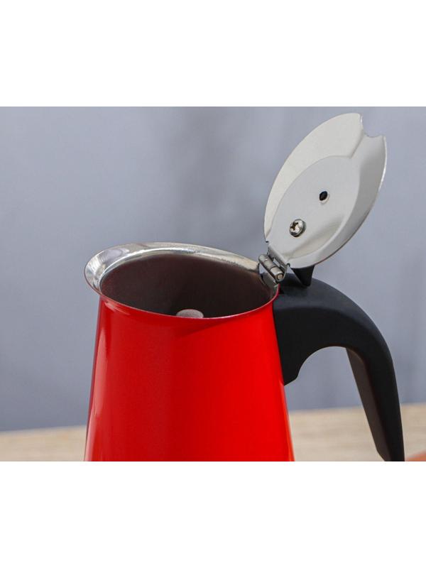 Кофеварка гейзерная «Итальяно», на 4 чашки, 200 мл, цвет красный