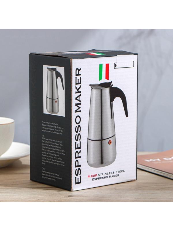 Кофеварка гейзерная «Итальяно», на 4 чашки, 200 мл, цвет красный