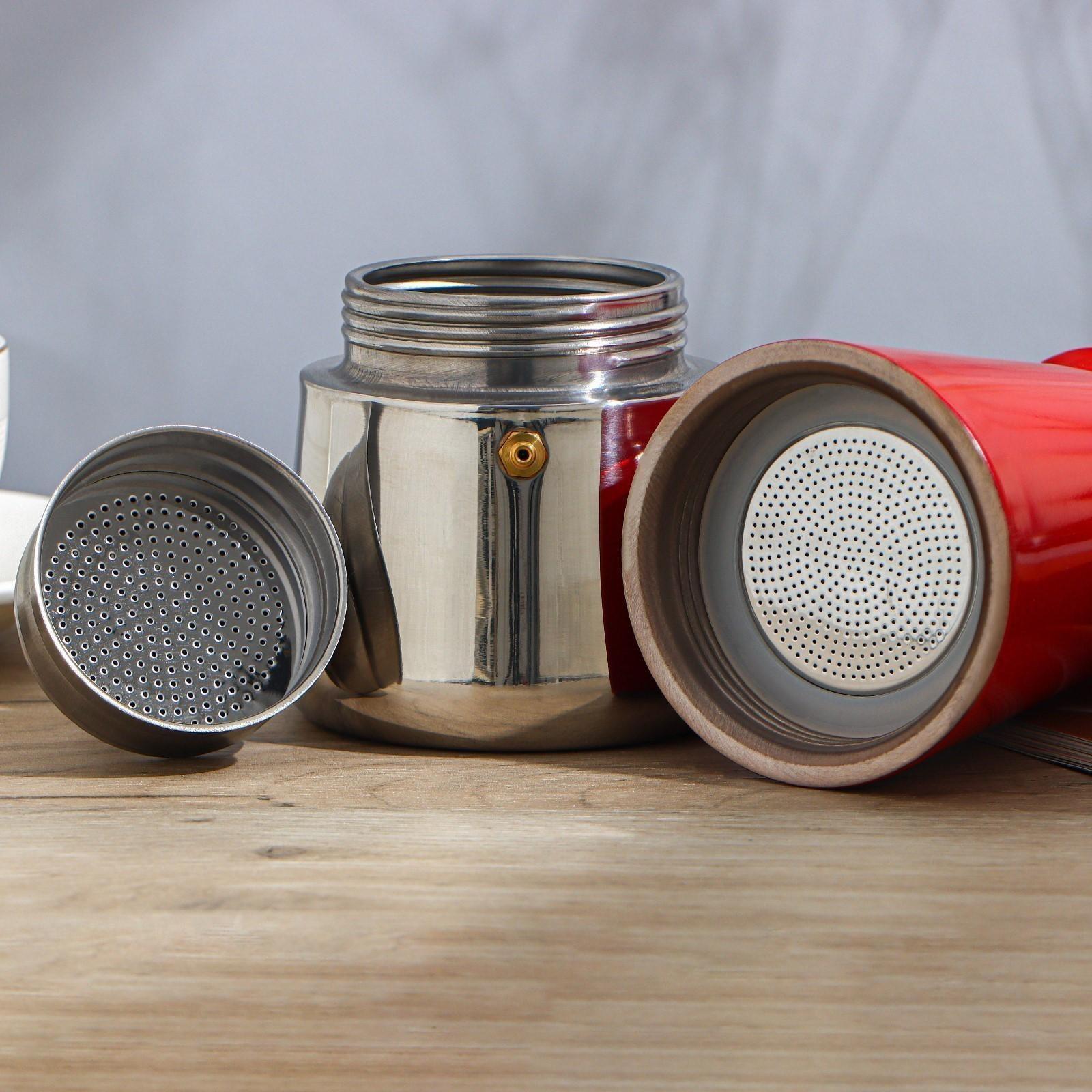 Кофеварка гейзерная «Итальяно», на 6 чашек, 300 мл, цвет красный