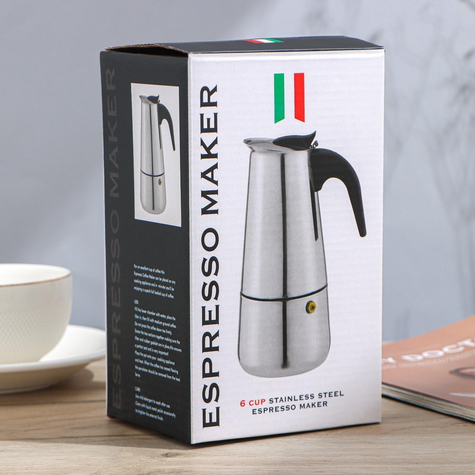 Кофеварка гейзерная «Итальяно», на 6 чашек, 300 мл, цвет красный