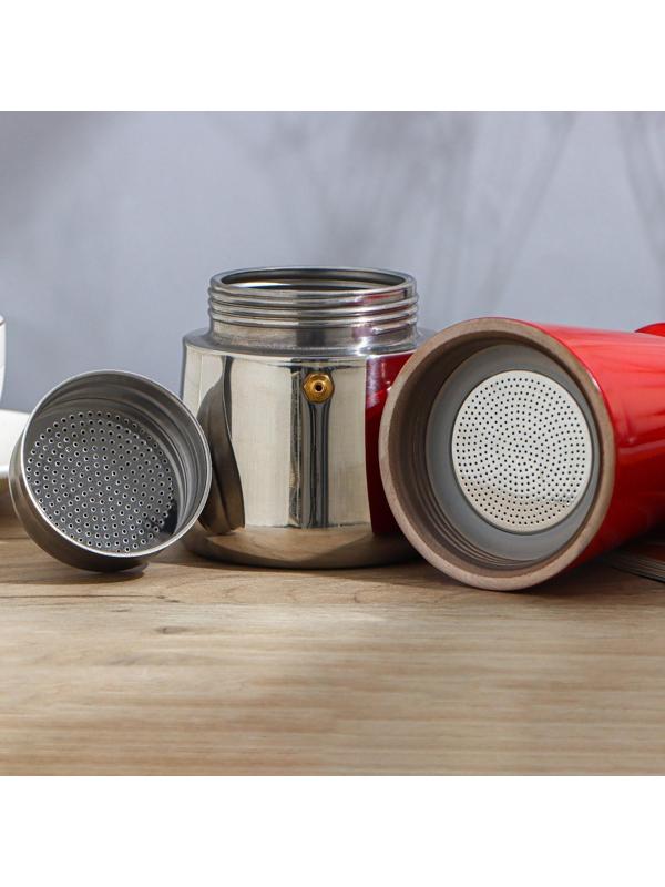 Кофеварка гейзерная «Итальяно», на 6 чашек, 300 мл, цвет красный