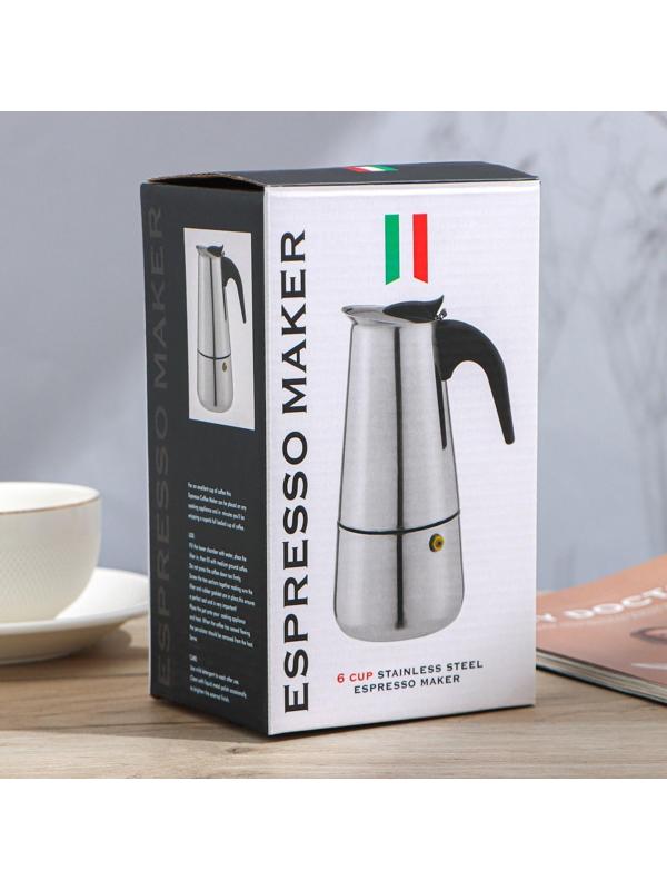 Кофеварка гейзерная «Итальяно», на 6 чашек, 300 мл, цвет красный