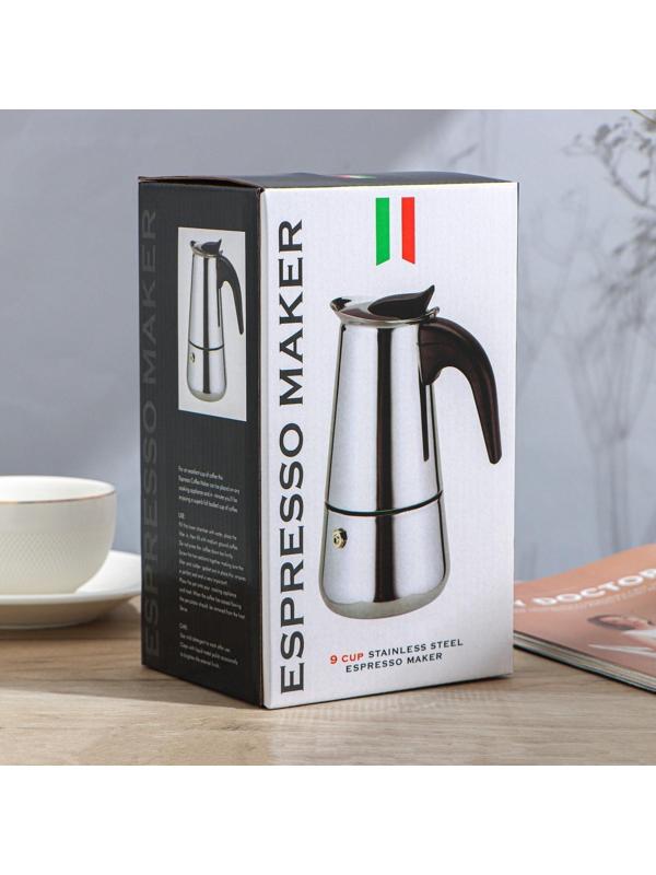 Кофеварка гейзерная «Итальяно», на 9 чашек, 450 мл, цвет красный