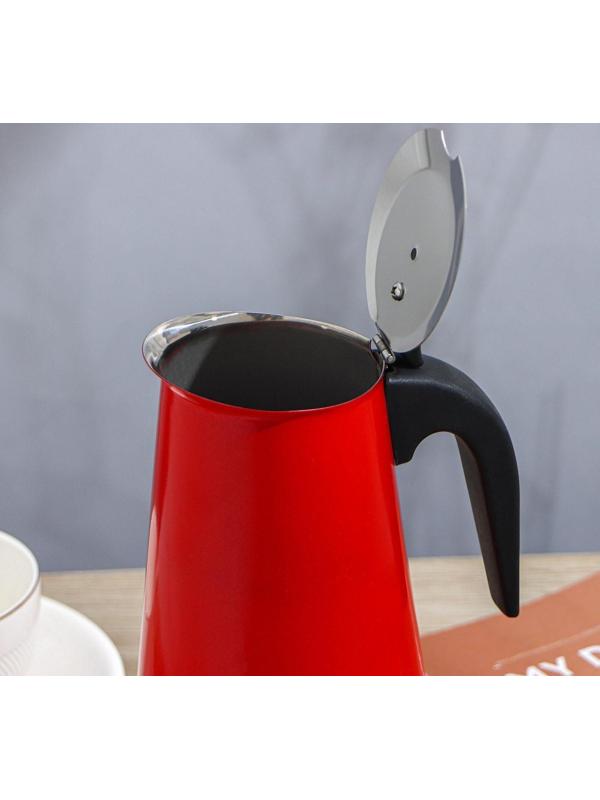 Кофеварка гейзерная «Итальяно», на 9 чашек, 450 мл, цвет красный