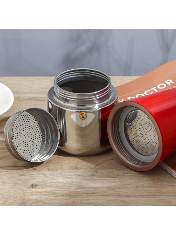 Кофеварка гейзерная «Итальяно», на 9 чашек, 450 мл, цвет красный