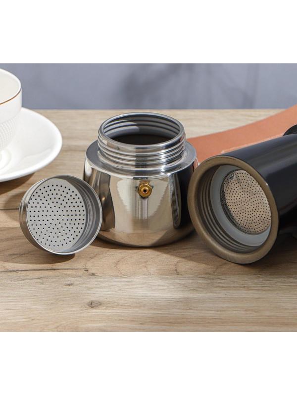 Кофеварка гейзерная «Итальяно», на 4 чашки, 200 мл, цвет чёрный