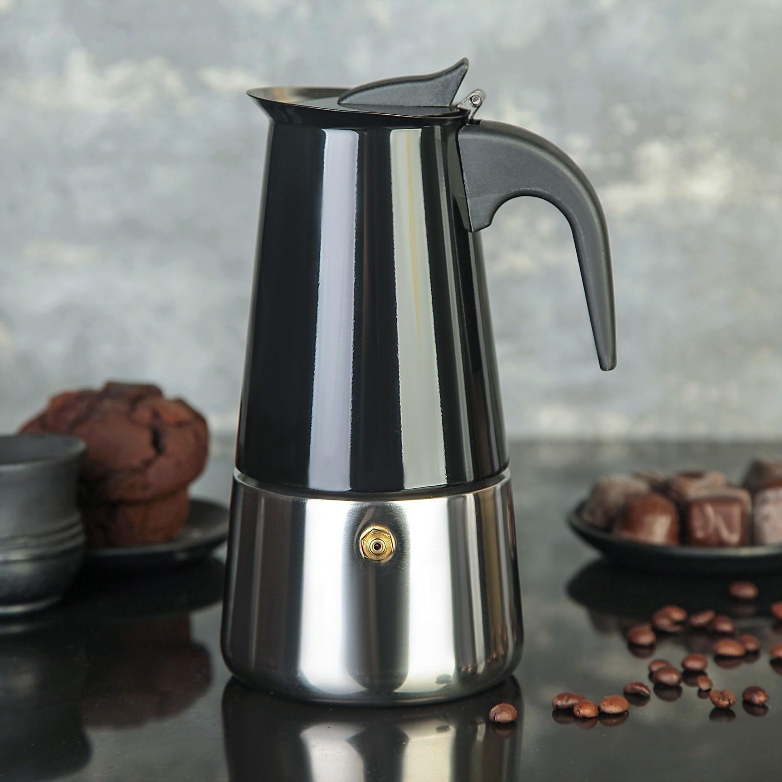 Кофеварка гейзерная «Итальяно», на 6 чашек, 300 мл, цвет чёрный