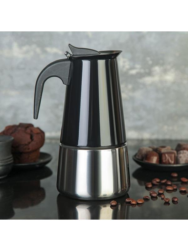 Кофеварка гейзерная «Итальяно», на 6 чашек, 300 мл, цвет чёрный