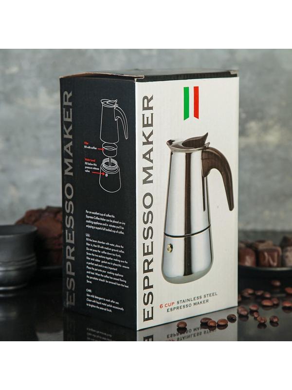 Кофеварка гейзерная «Итальяно», на 6 чашек, 300 мл, цвет чёрный