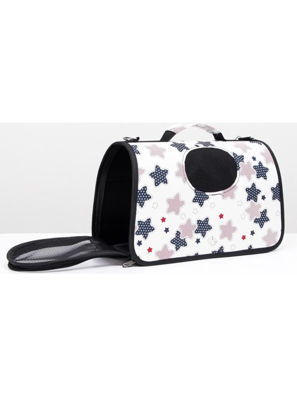 Сумка-переноска для кошек и собак, каркасная «Звёзды», размер S, 37,5 х 17 х 22 см