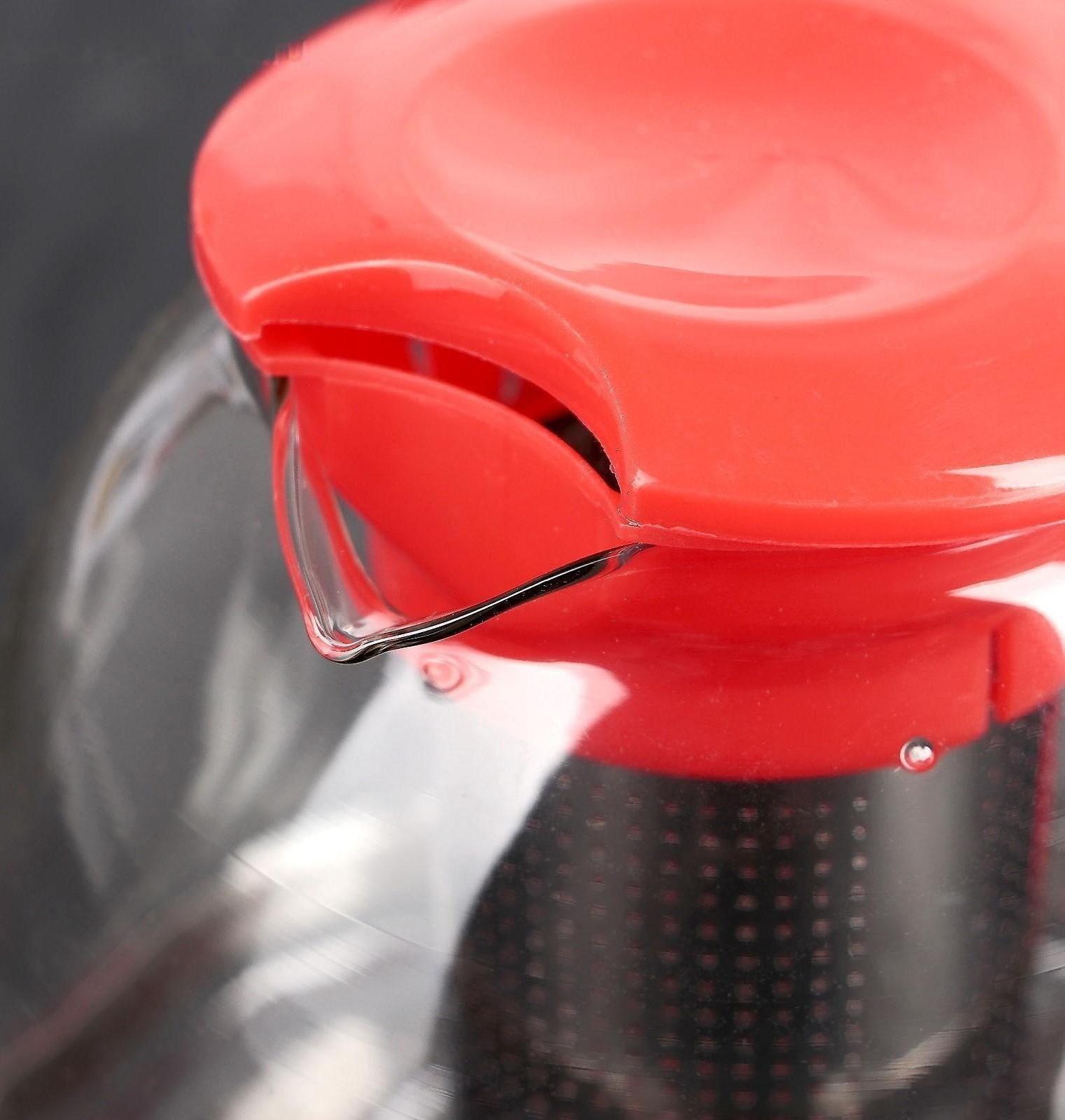 Чайник стеклянный заварочный «Фиона», 1,1 л, с металлическим ситом, цвет красный