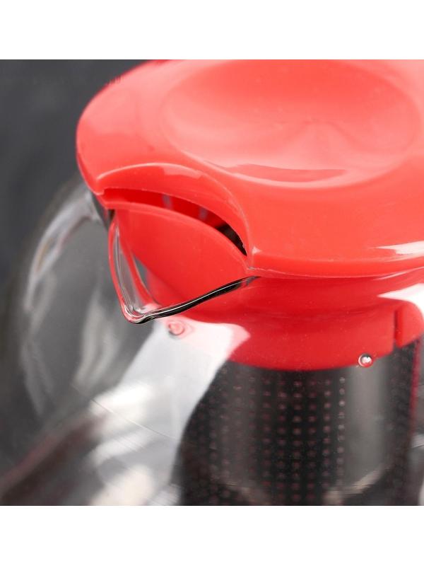 Чайник стеклянный заварочный «Фиона», 1,1 л, с металлическим ситом, цвет красный