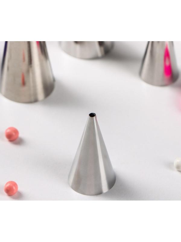 Набор насадок кондитерских Доляна, 6 шт, адаптер с колпачком, 2 переходника, зажим для мешка