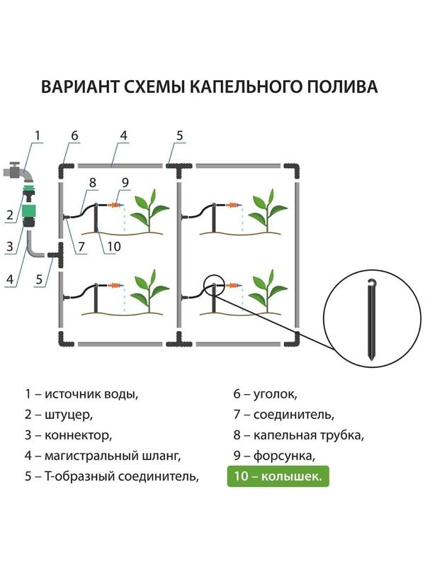 Колышек для капельной трубки, d = 5 мм, пластик