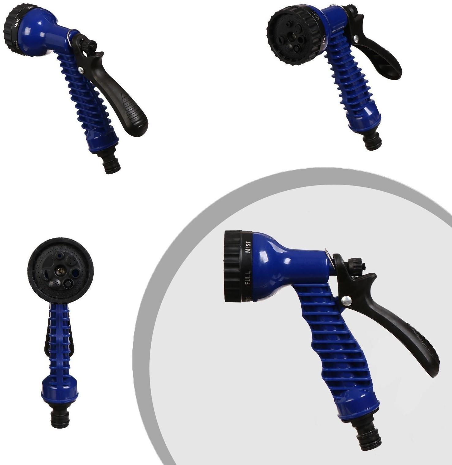 Чудо-шланг, латекс, L = 5—15 м, 2-слойный, нейлоновая оплётка, распылитель 7 режимов, штуцер 12 мм (1/2