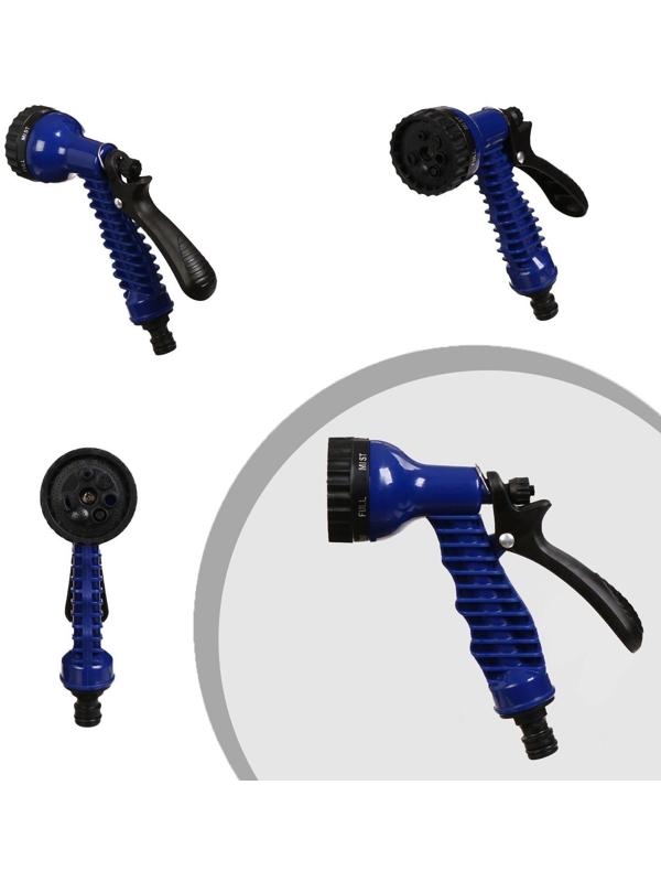 Чудо-шланг, латекс, L = 5—15 м, 2-слойный, нейлоновая оплётка, распылитель 7 режимов, штуцер 12 мм (1/2