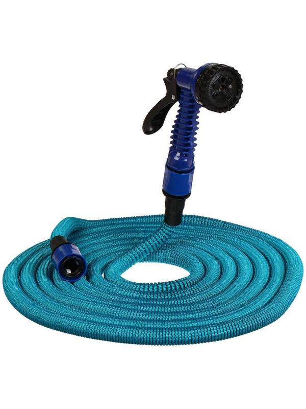 Чудо-шланг, латекс, L = 5—15 м, 2-слойный, нейлоновая оплётка, распылитель 7 режимов, штуцер 12 мм (1/2