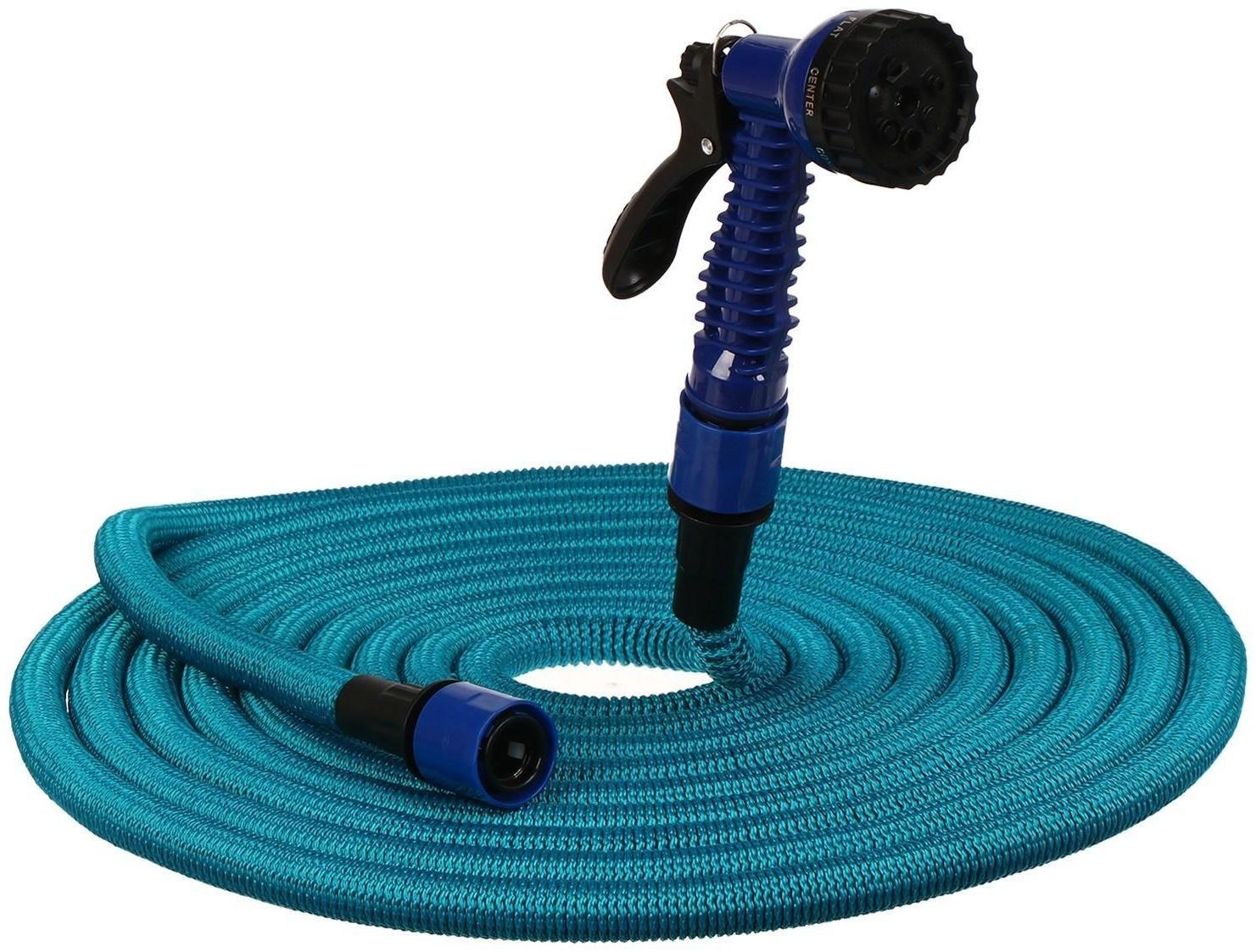 Чудо-шланг, латекс, L = 7,5—22,5 м, 2-слойный, нейлоновая оплётка, распылитель 7 режимов, штуцер 12 мм (1/2